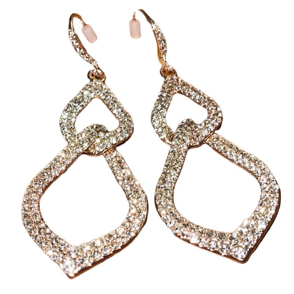 NWOT crystal interlock rose gold drop earring